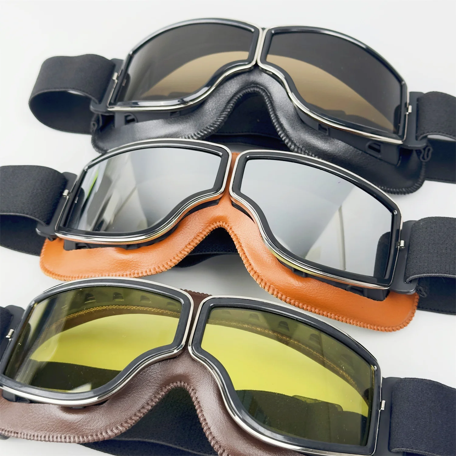 Motorcycle Glasses - Windproof Vintage Sunglasses for Bike Helmets, Retro Style Riding Goggles, Classic Motorcycle Accessories - view 4