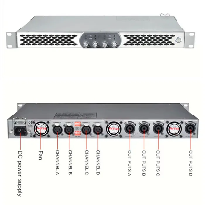 POWERMINIS 200W 400W 600W 800W 4 canales equipo de sonido AMP amplificador de potencia profesional clase d 1u amplificador de audio