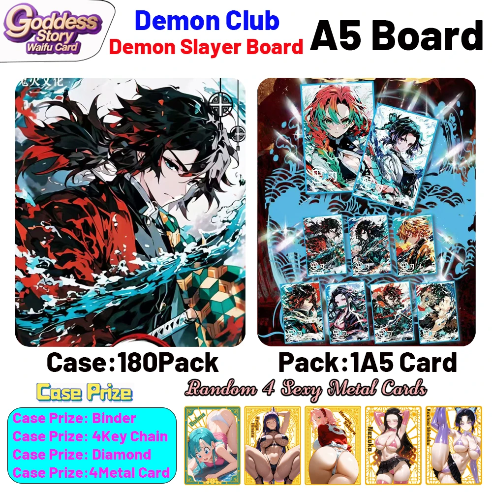 2025 Newest Demon Club Demon Slayer A5 Size Boards Colored Paper Cards Japanese Anime Rare Hobby Anime Collection Card Toy Gifts