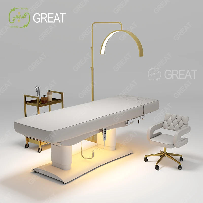 

Wholesale Salon Furniture White Treatment Spa Massage Table 3 Motor Electric Salon for Sale