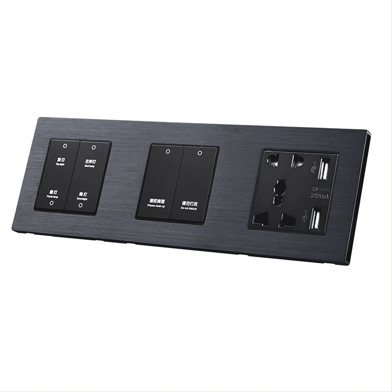 Luxury Single-Pole Electric Gang Switches with C Plug Hotel Smart Bedside Light Switches
