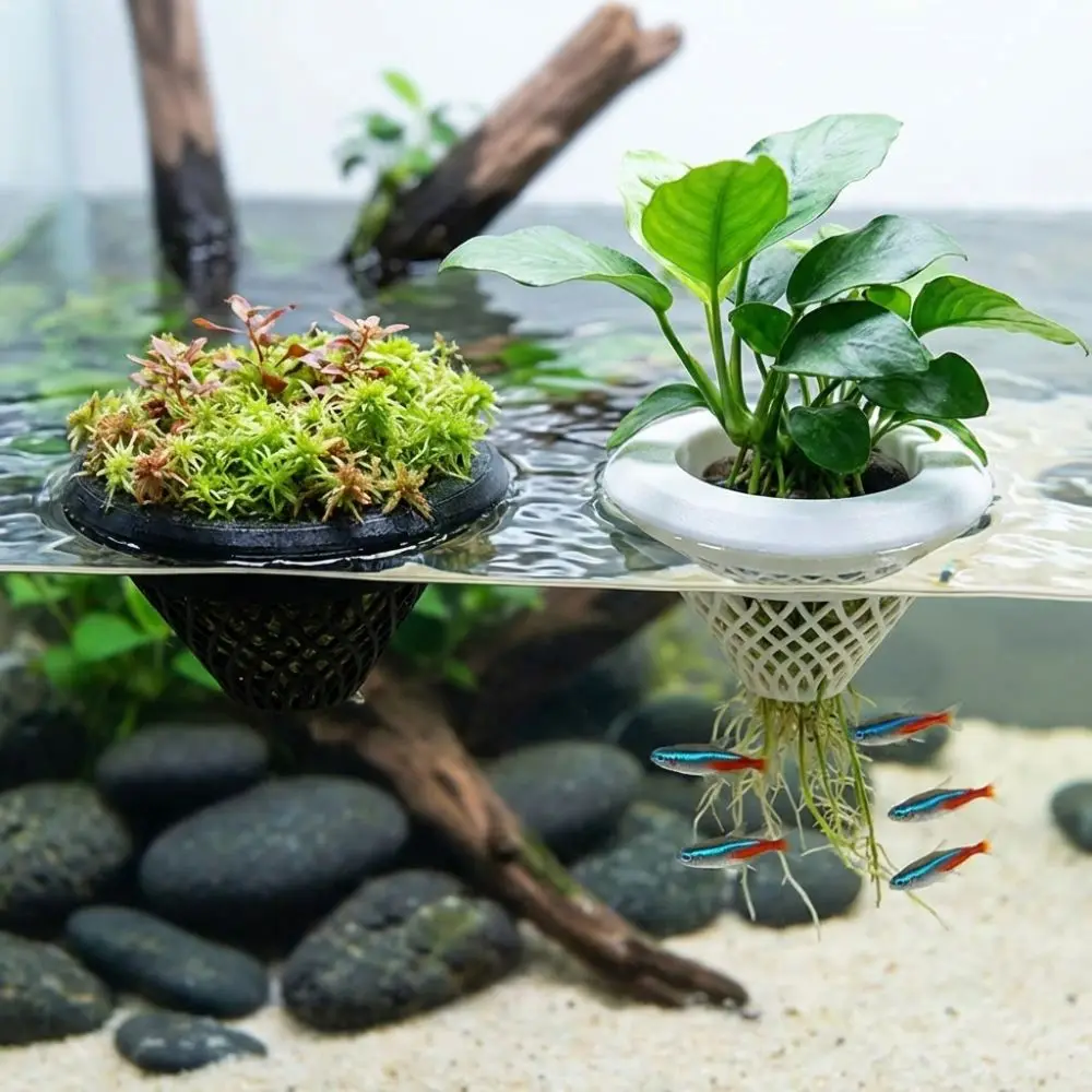 3D Printed Floating Aquarium Planting Basket Plastic Decorative Hydroponic Plant Basket Growing Pots