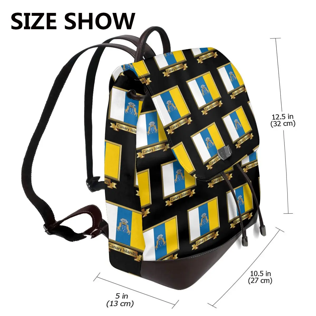 Spain Flag Oceano Canary Islands Bookbag School Student Bags Hiking Travel Daypack for Women Fashion Derma Backpack