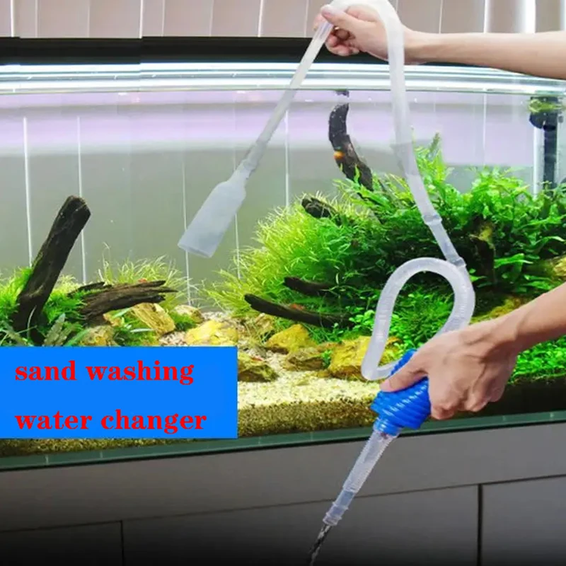 Siphon Pump With Filter Nozzle Fish Tank Water Changer Air Pump Cleaning Accessorie Handheld Aquarium Gravel Cleaner Vacuum 1.5m