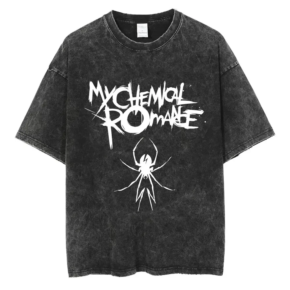 Rock Band My Chemical Romance Washed T Shirts The Black Parade Men Women Punk Hip Hop Short Sleeve Cotton T Shirt Oversized Tees