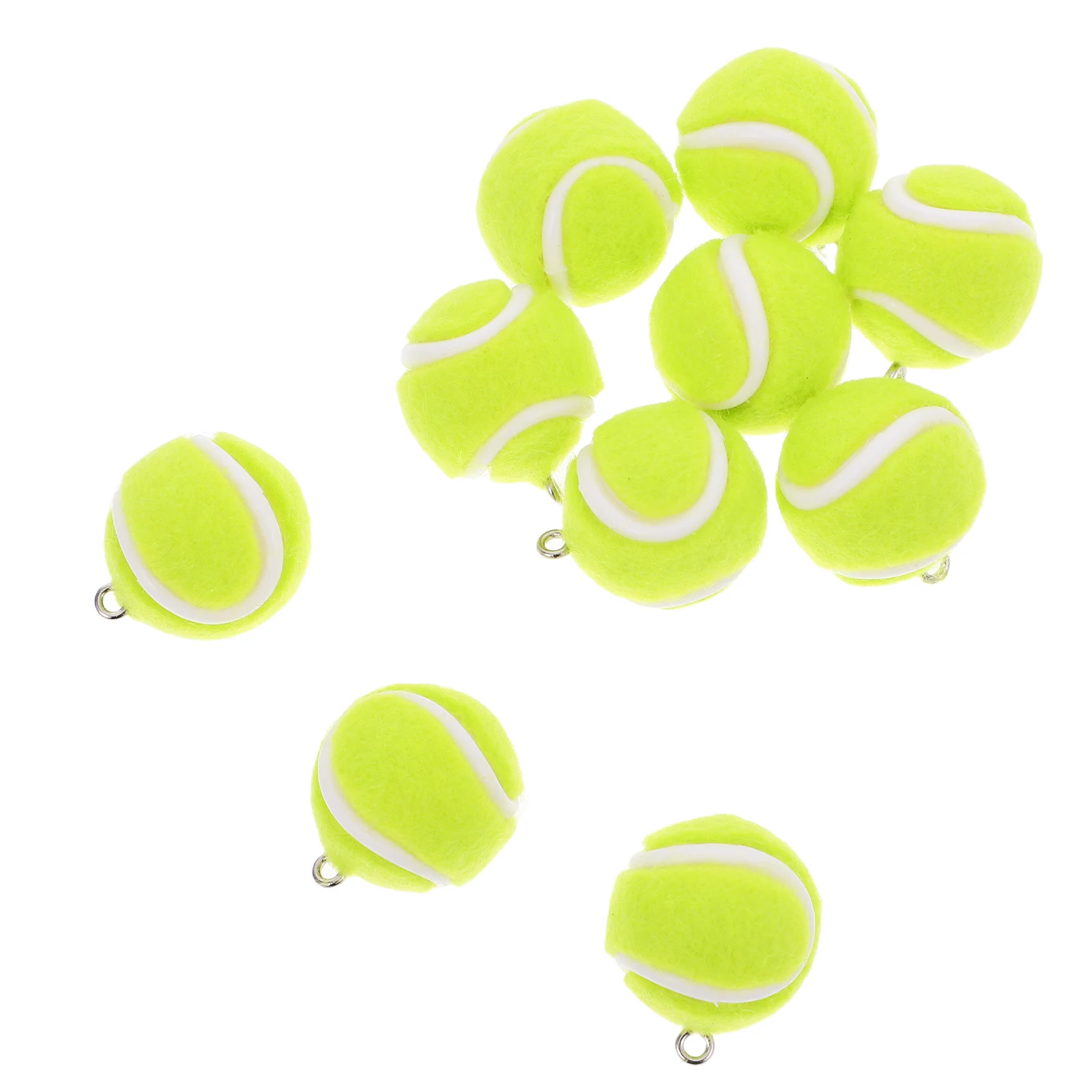 

10pcs Mini Tennis Ball Pendants Diy Earring Charms 3D Bracelet Making Keychain Crafting Durable Portable Creative Sports