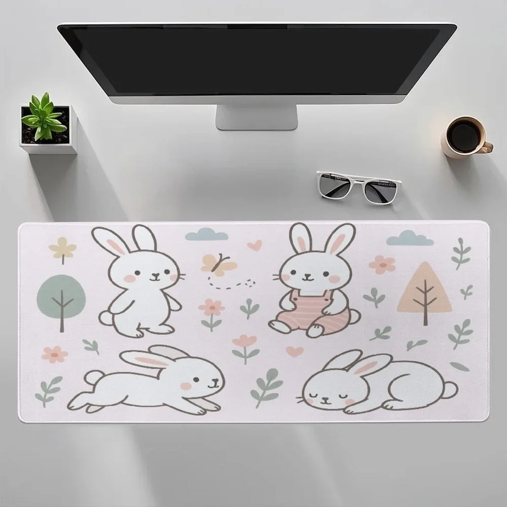 

Rabbit Garden Theme XXL Gaming Mouse Pad with Anti Slip Rubber Base and Stitched Edges