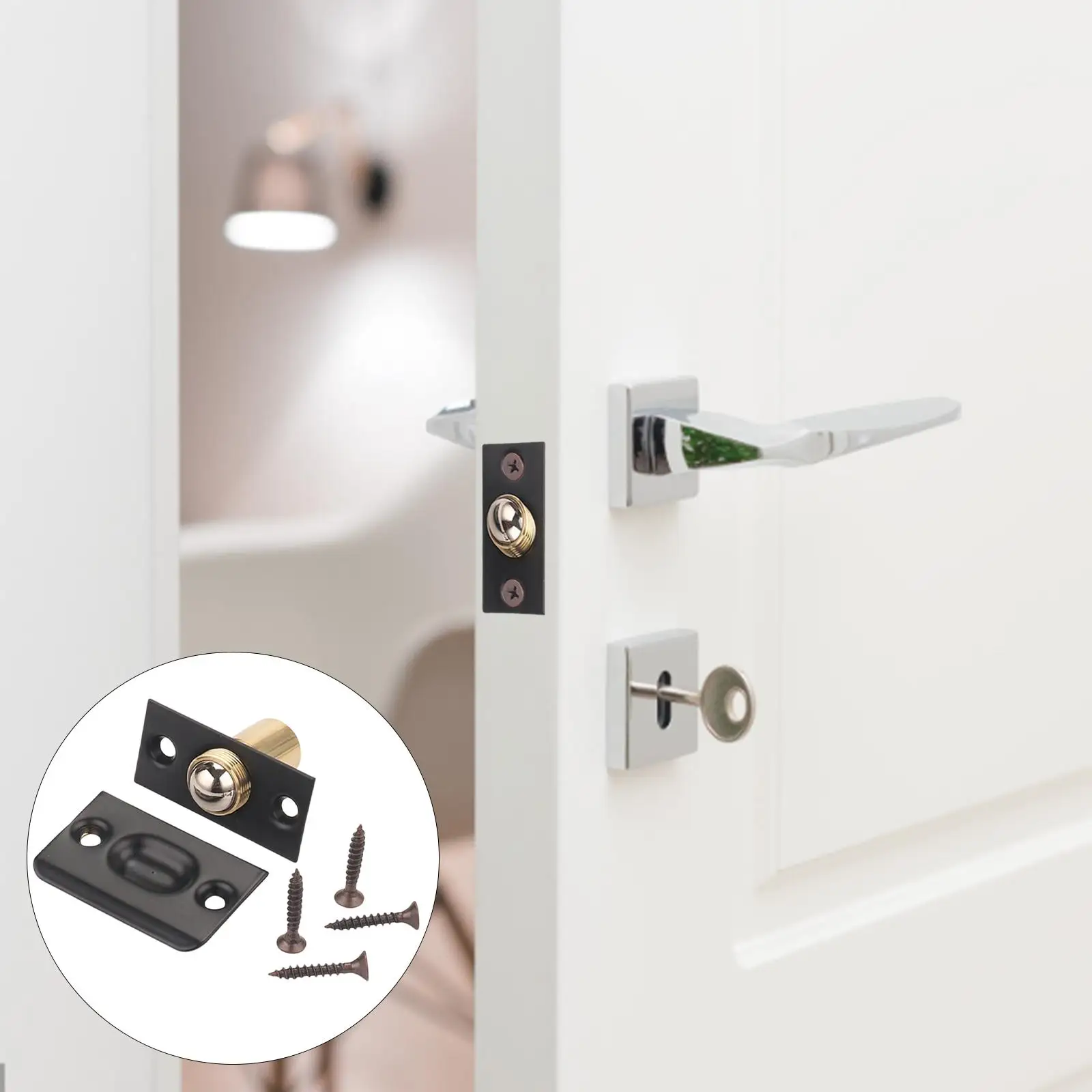 Secure Ball Bearing Catch for Internal Doors Adjustable Brass Hardware Closet Handles and Knobs Accessory