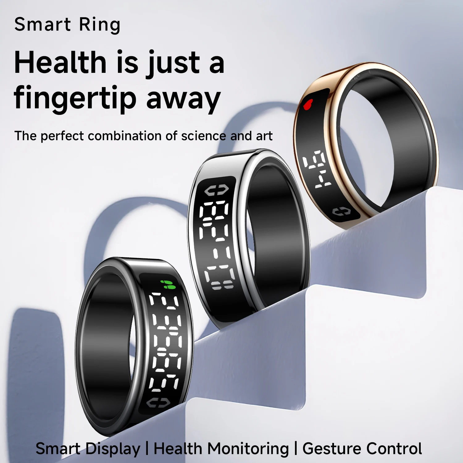 Smart Ring Inteligente Display Screen Waterproof Heart Rate&Blood Oxgyen&Sleep Monitoring Mutiple Sports Modes Men Women Ring