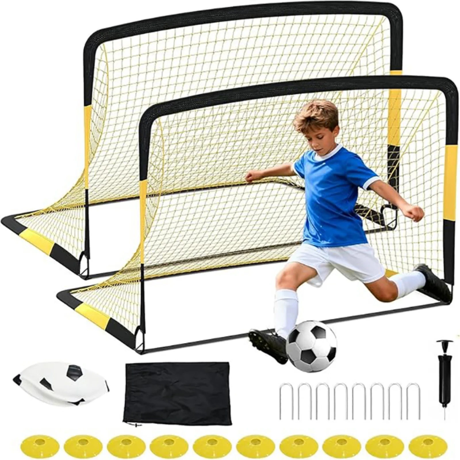 

6x3x4FT Portable Steel Soccer Goal Heavy Duty Net, Durable PE Netting, Sturdy Metal Frame for Backyard Training, Youth & Adult