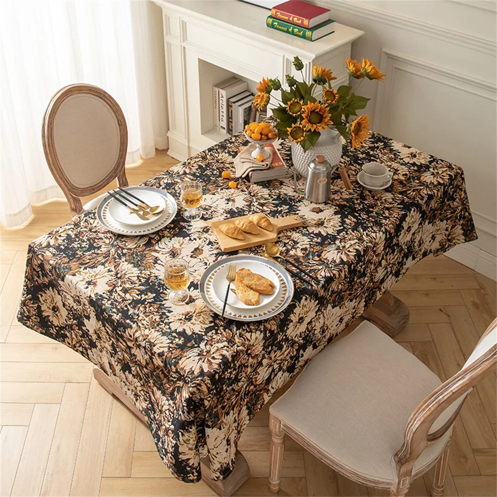 

Black Table Cloth Camping Coffee Tablecloth Mat Cotton Linen Fabric Tablecloth Dining Table Cover 90 Inch Picnic Mat Decorative