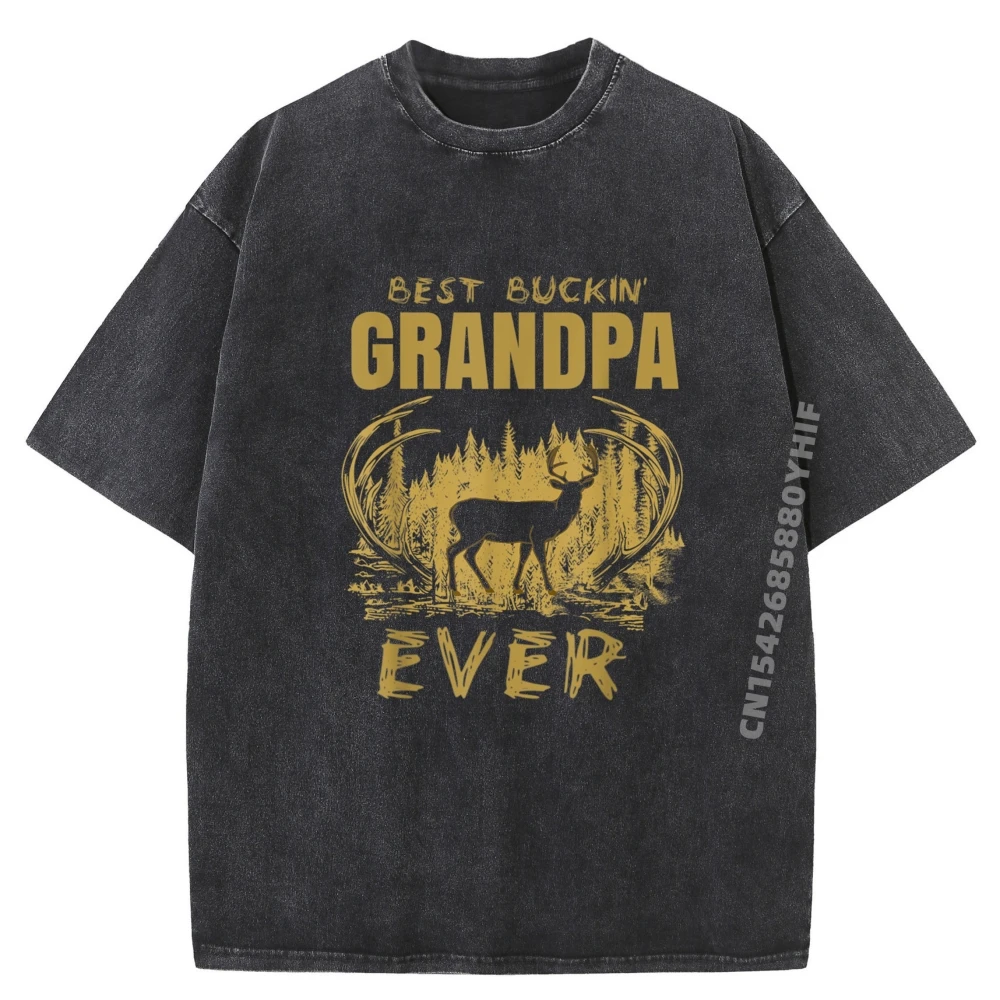 

Mens Best Buckin Grandpa Ever Vintage Novelty Idea Men's Graphic Tees Men Funny Shirt Character Washed Shirt