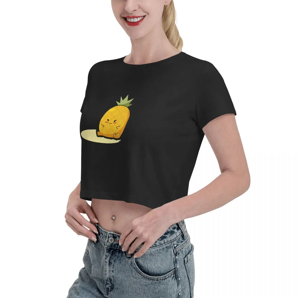 Cartoon Pineapple Pure cotton sweet and spicy style short sleeved t-shirt for women