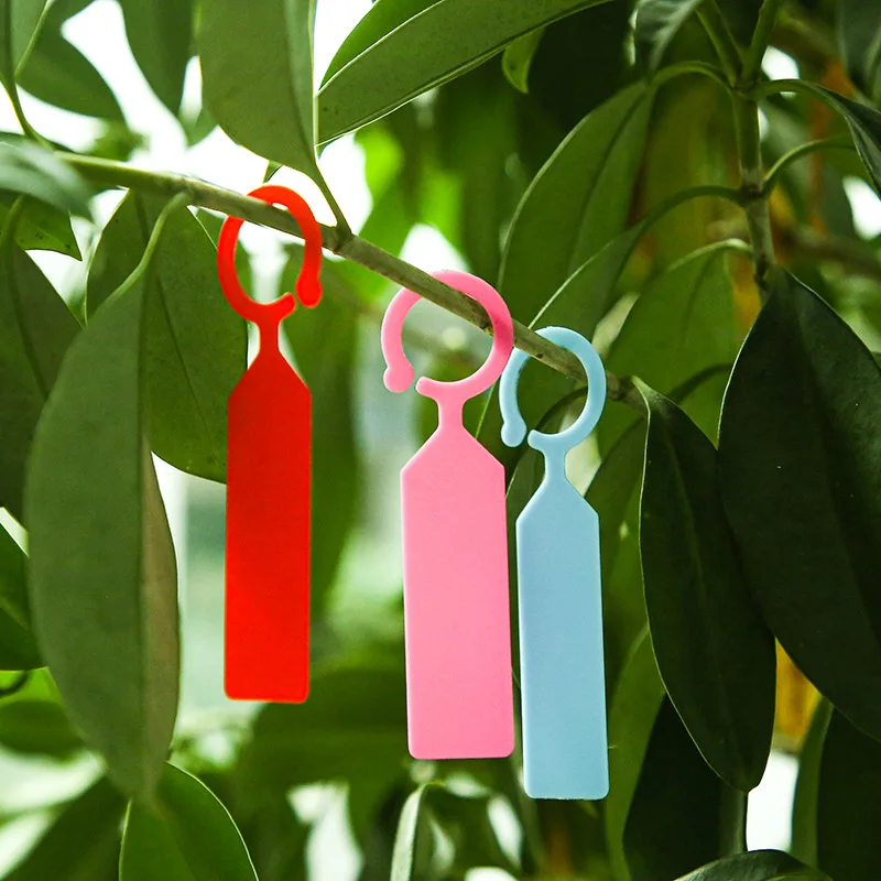 100pcs Garden Planting Tag Ring Hook Tree Markers Sign Plastic Waterproof Re-Usable Hanging Label Stake