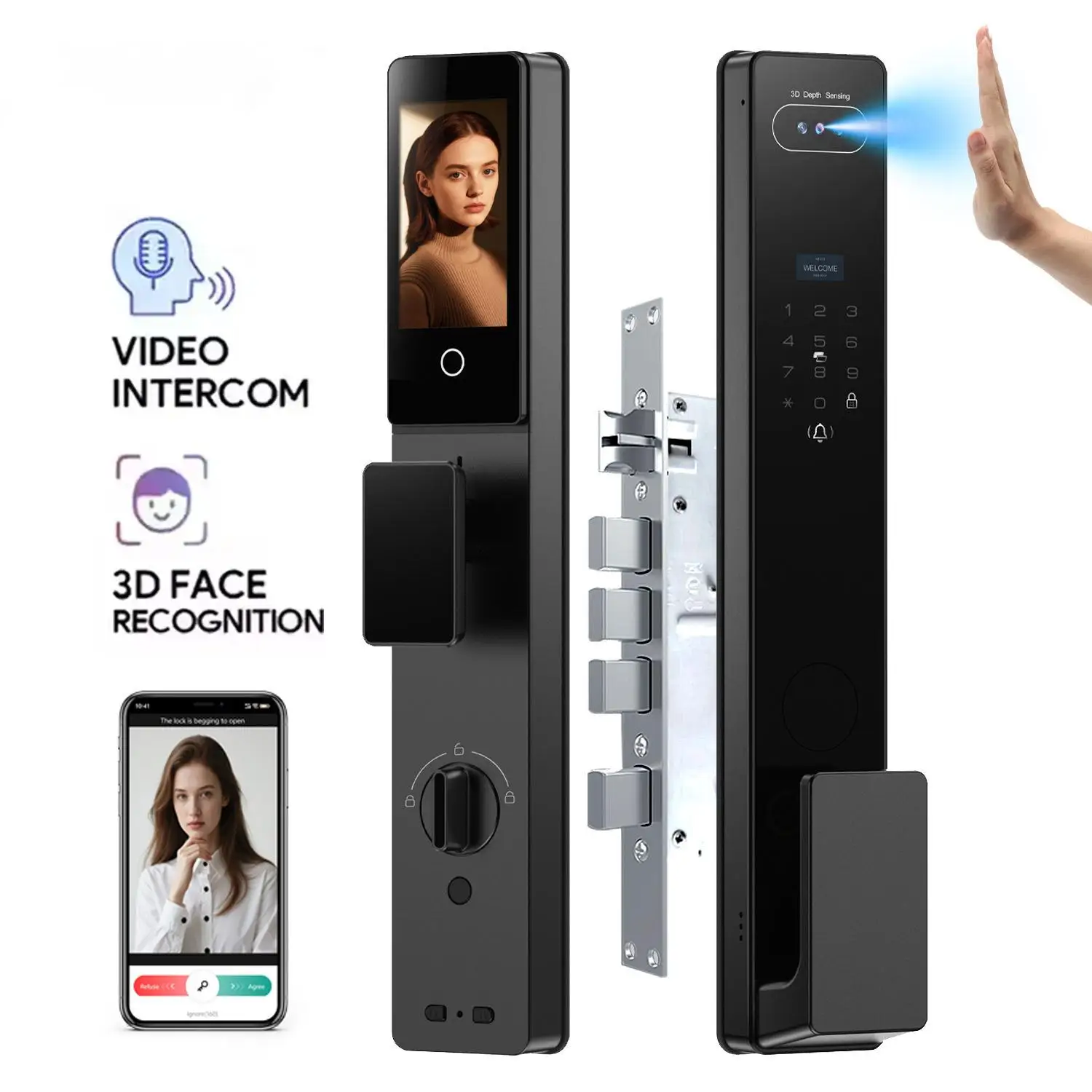3D Face ID Smart Door Lock Tuya Wifi Camera Smart Lock Waterproof Video Intercom Cerradura Inteligente Smart Locks