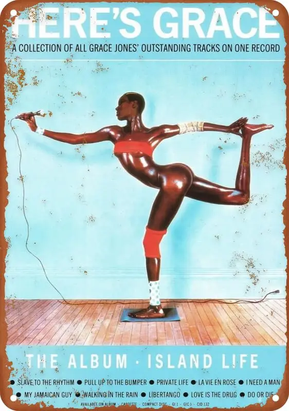 Grace Jones Island Life Poster 8X12 Inch Vintage Metal Aluminum Sign Home Decor Garage Cave Wall Art Plaque For Men Women