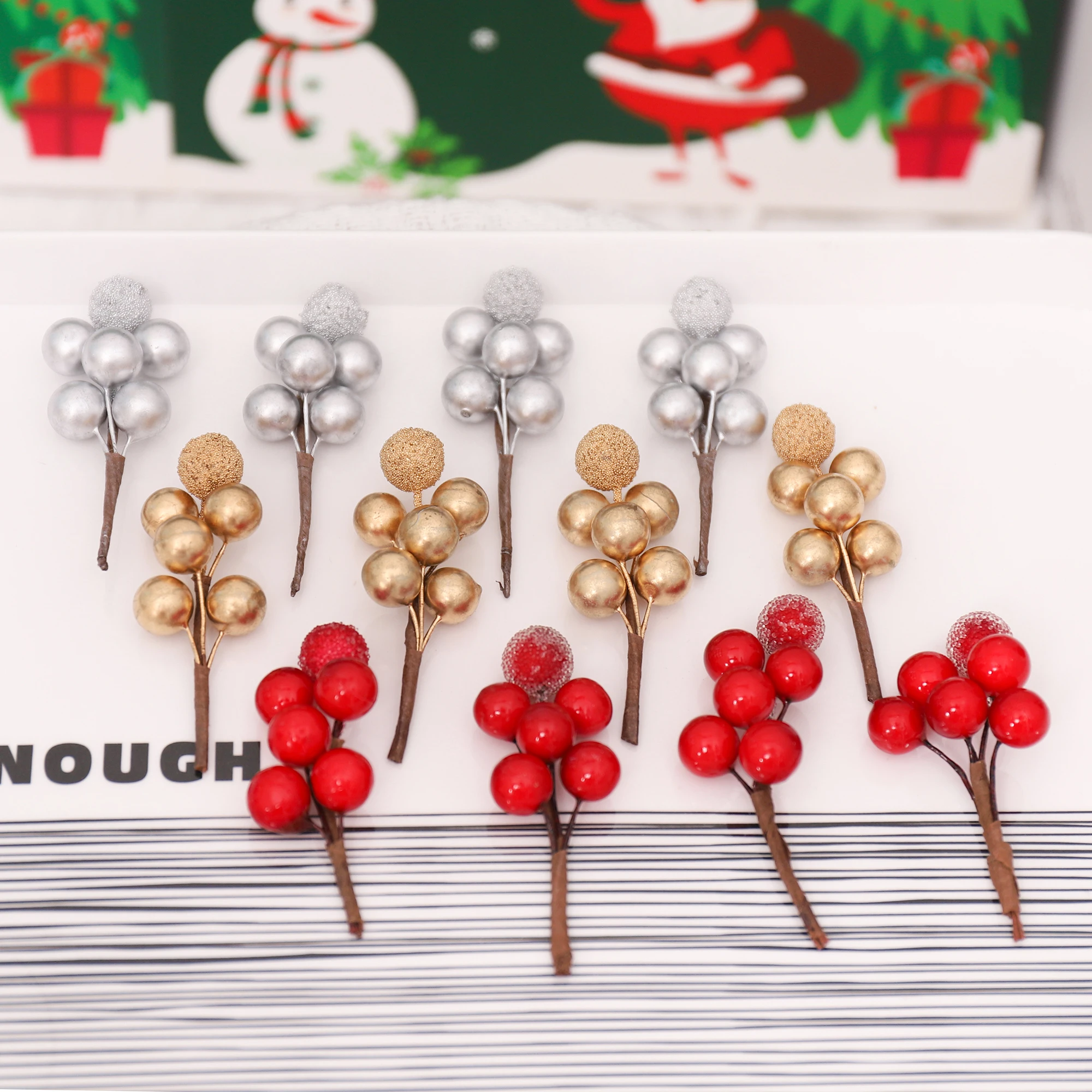 Kahaul 10PCS Weihnachtsbaum Beere Dekoration Simulation Goldene Beere Schaum Kugeln Falsche Pflanze Hause Hochzeit Urlaub DIY Party Decor