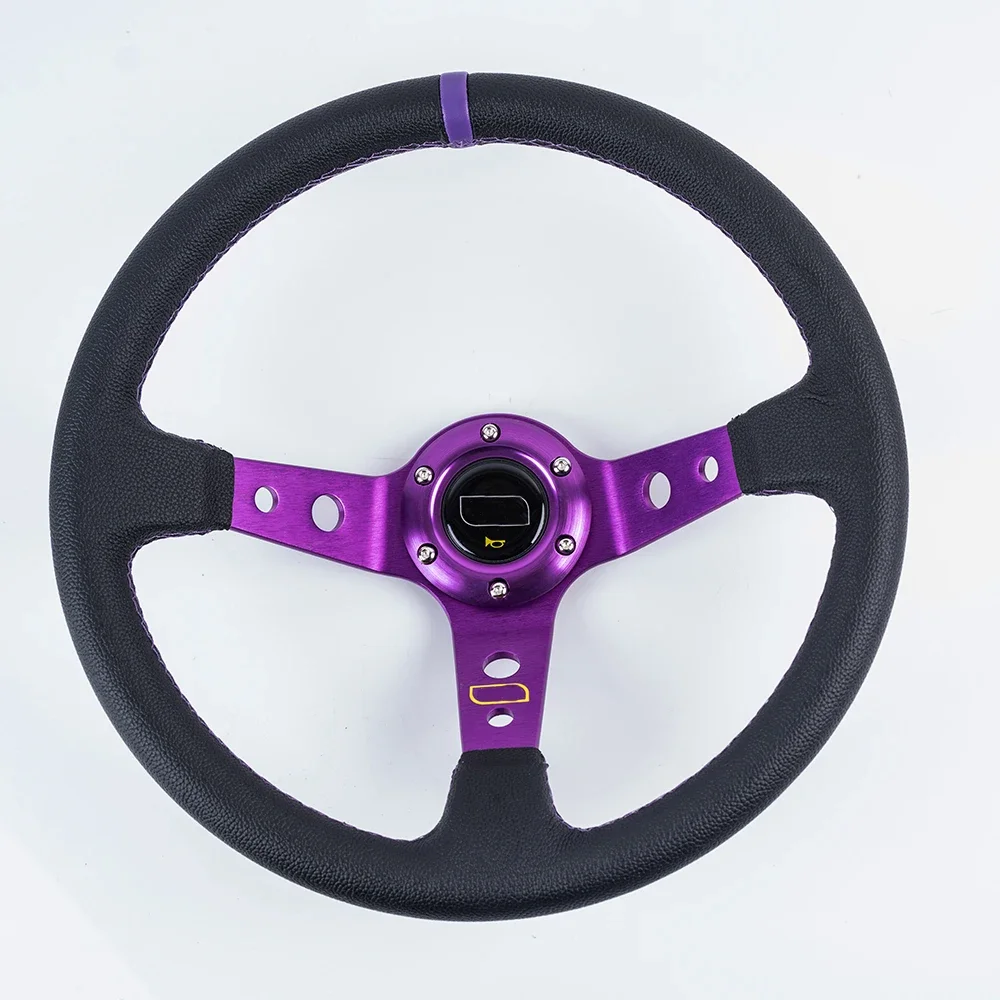 Universele Auto Accessoires 14 Inch 350Mm Suede/Pvc Auto Race Stuurwielen Diepe Corn Drifting Sport Stuur Met Logo
