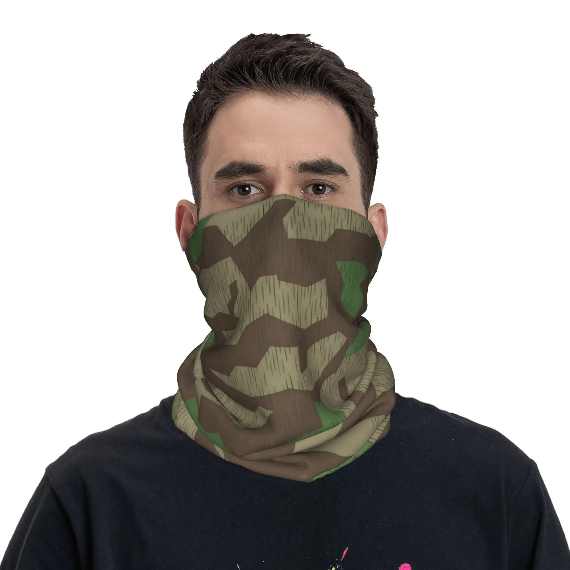 Custom Camouflage Bandana Winter Neck Warmer Men Windproof Wrap Face Scarf for Ski Flecktarn Camo Splittertarn Gaiter Headband image 4