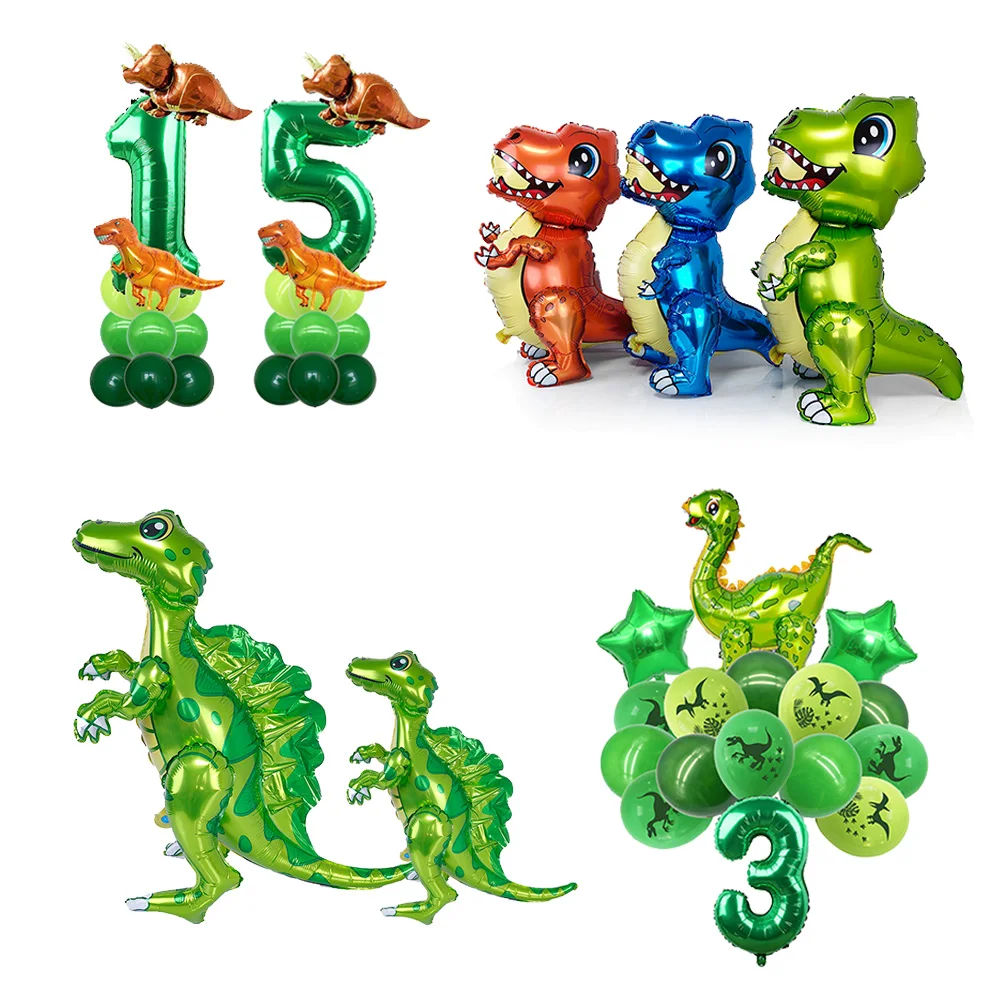 Standing Inflatable Dinosaur Balloon Children Dinosaur Theme Birthday Party Decoration Supplies Jurassic Animals Raptor Balloon