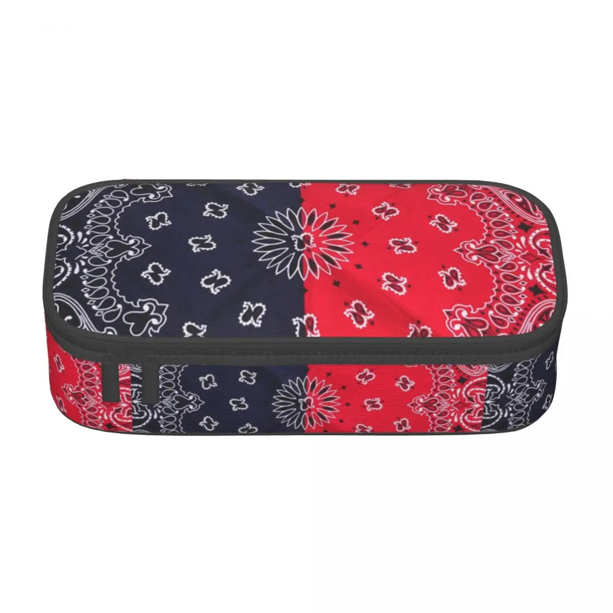 Customized Red Blue Bandanna Paisley Style Cute Pencil Case Girls Boys Large Capacity Pencil Bag Students Stationery