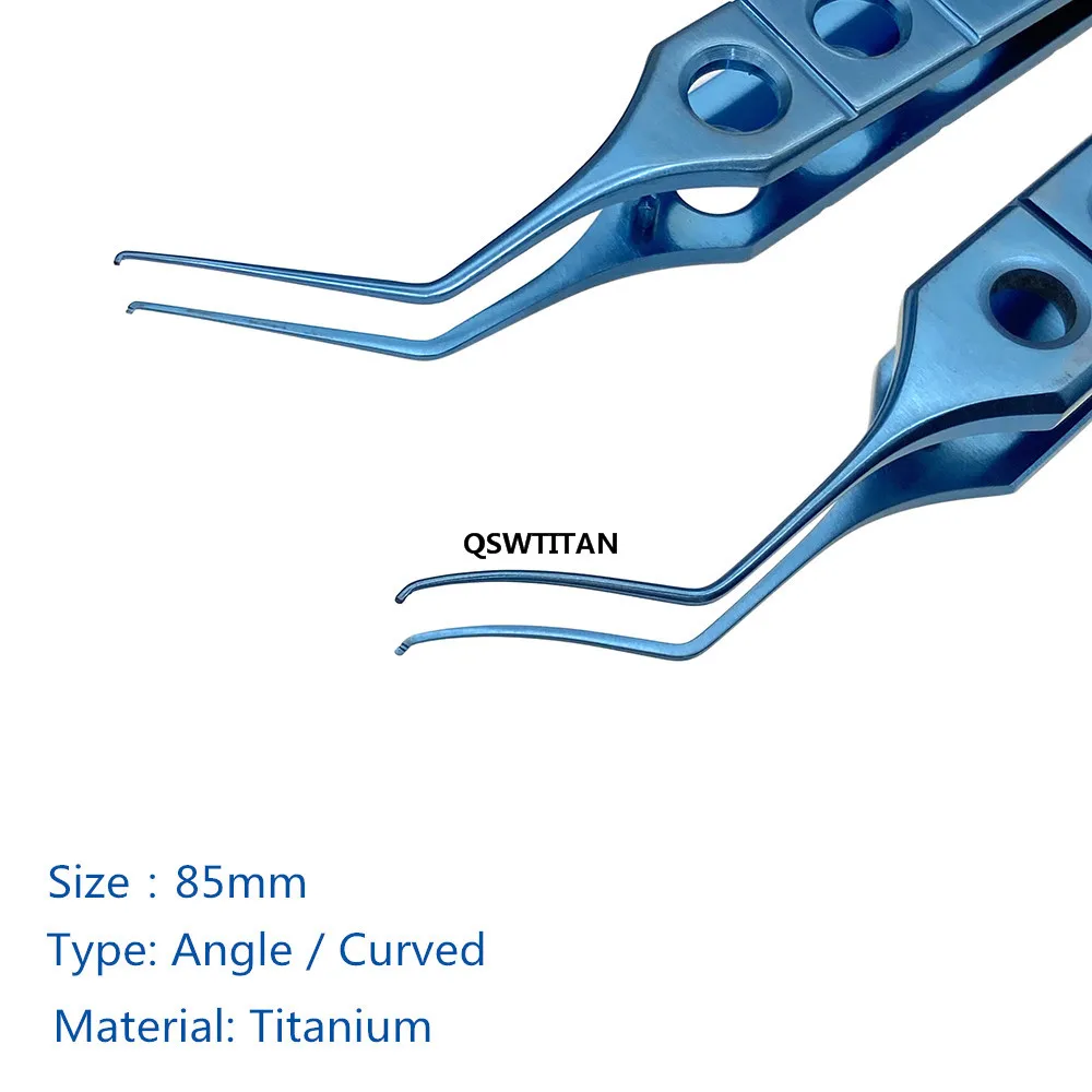 Titanium Blomberg Pierse Capsulorhexis Forceps 85mm Angle/ curved  Pet surgical tweezers Ophthalmic Instrument 1PCS