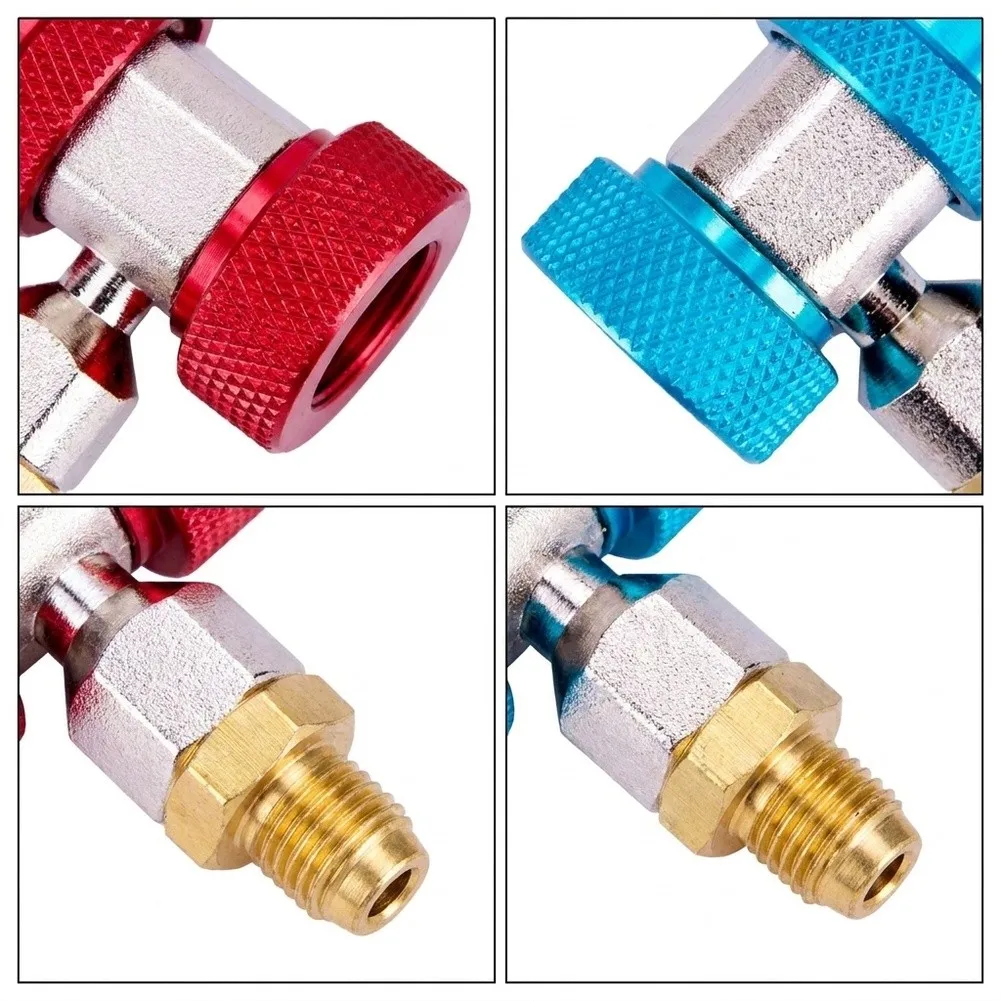 Adjustable Quick Coupler Fittings Kit For R12 R22 R502 AC Adapter Connector For Automotive Air Conditioning Repair Tool Set