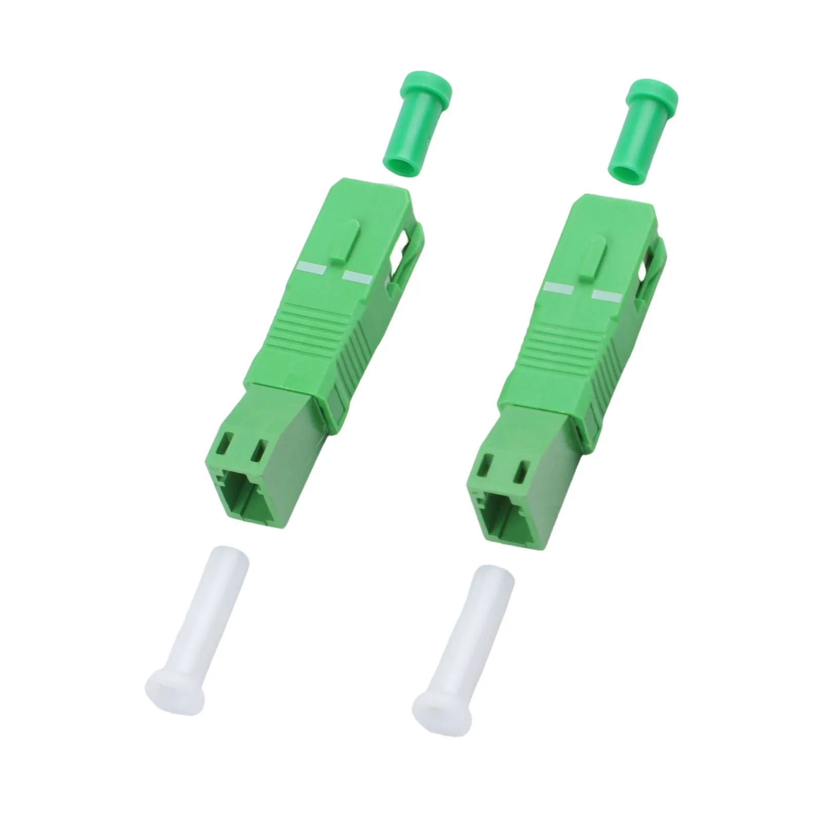 2PCS Green Fiber Optic Coupler For SC For APC To LC For APC Adapter Plastic Housing Low Loss Connector For Communication Equipme
