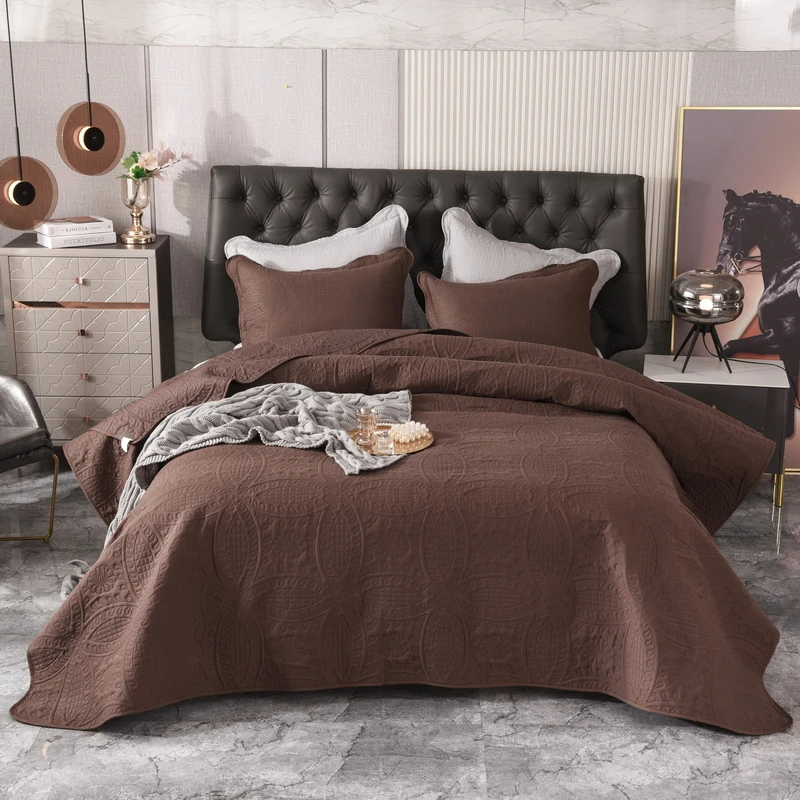 Solid Color Bedspread Luxury Nordic Decorative Bed Cover Single Double King Size Coverlet High Quality Sewing Blanket