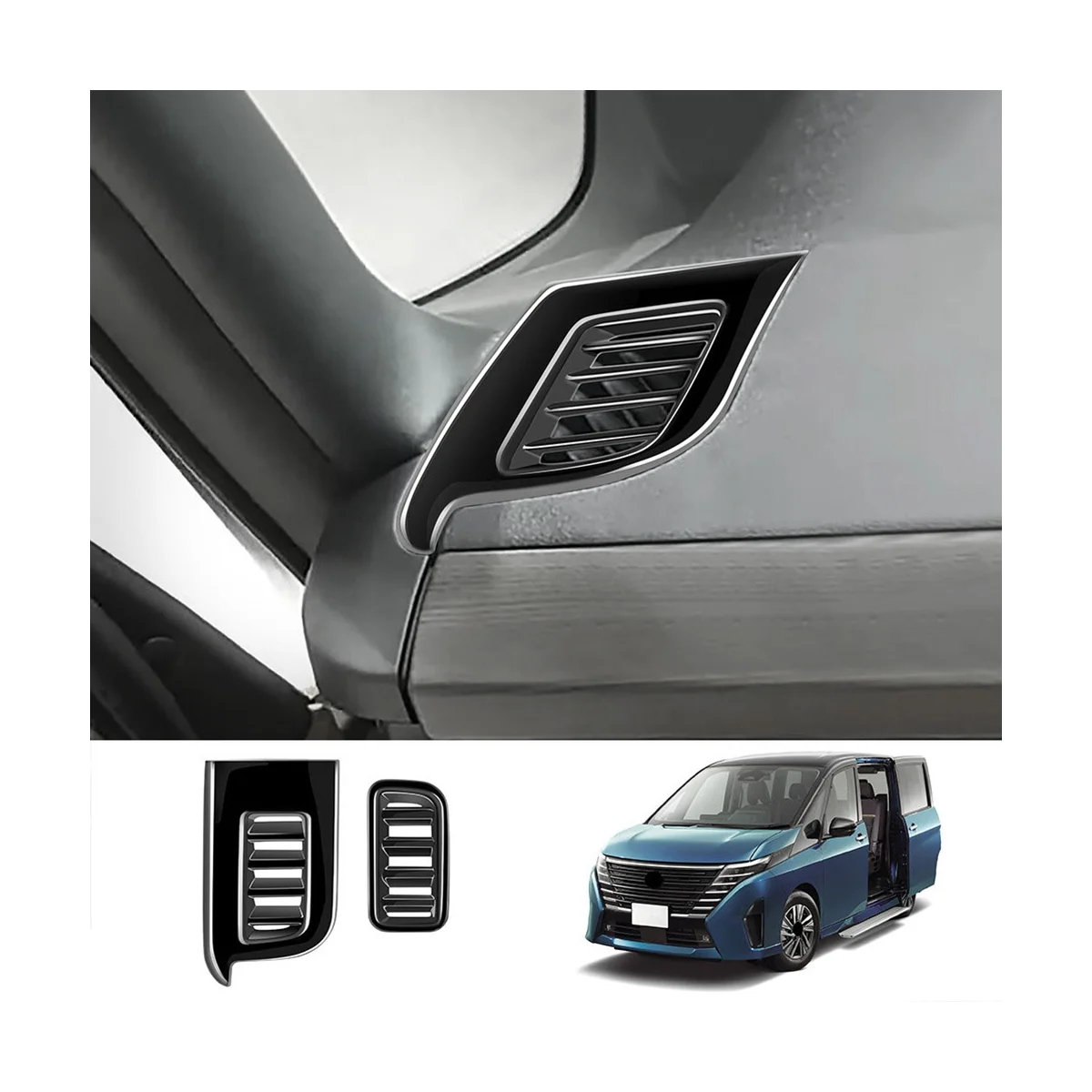 For Nissan SERENA C28 2022-2023 Bright Black Car Front Side Air Vent Cover Trim Car