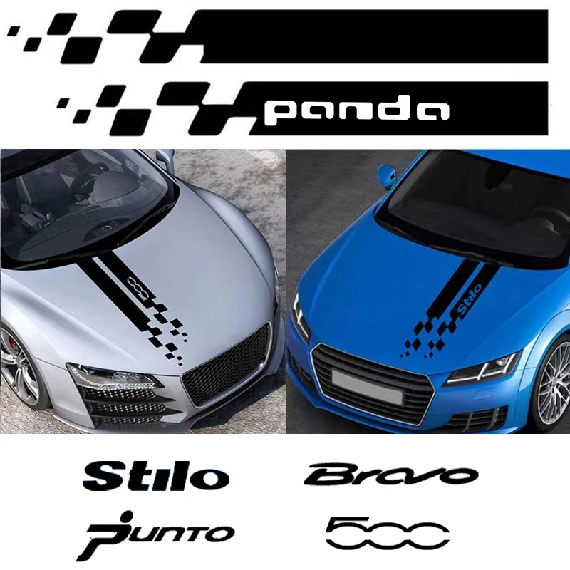 

Наклейка на капот автомобиля в полоску, 2 шт., Спортивная наклейка на гоночную капот для Fiat 500 BRAVO panda punto stilo, декоративные аксессуары