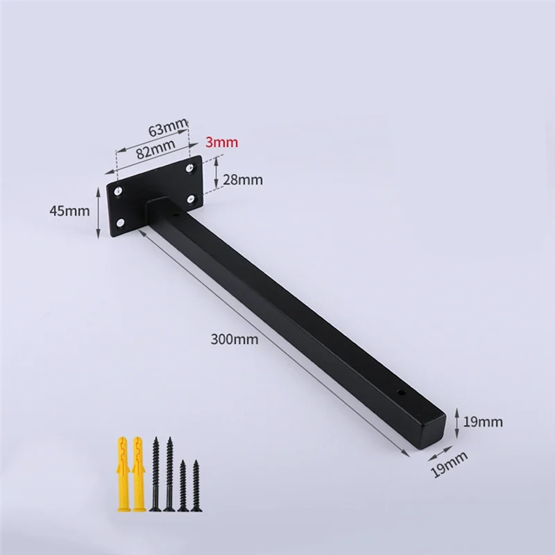 ABZL 2Pcs Floating Bracket Wall Shelf Iron Support Heavy Duty Black Board Home Office Kitchen Storage Rack Shoe Ledge