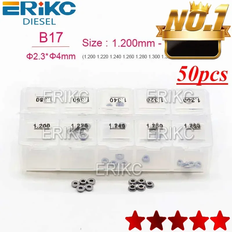 

ERIKC B17 50PCS SIZE 1.20-1.38MM Common Rail Diesel Injector Washer Needle Valve Shims FOR BOSCH Injector Shims Kit