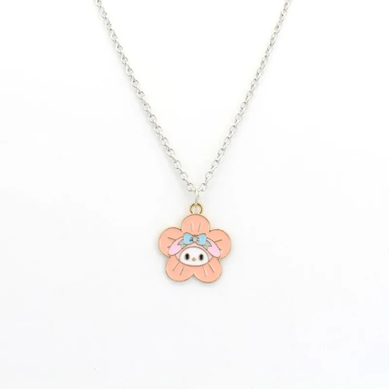 Miniso Small Fresh Flower Jade Cinnamon Dog Necklace Couple Childlike Sanrio Pendant Male and Female Collarbone Chain Neck Chain