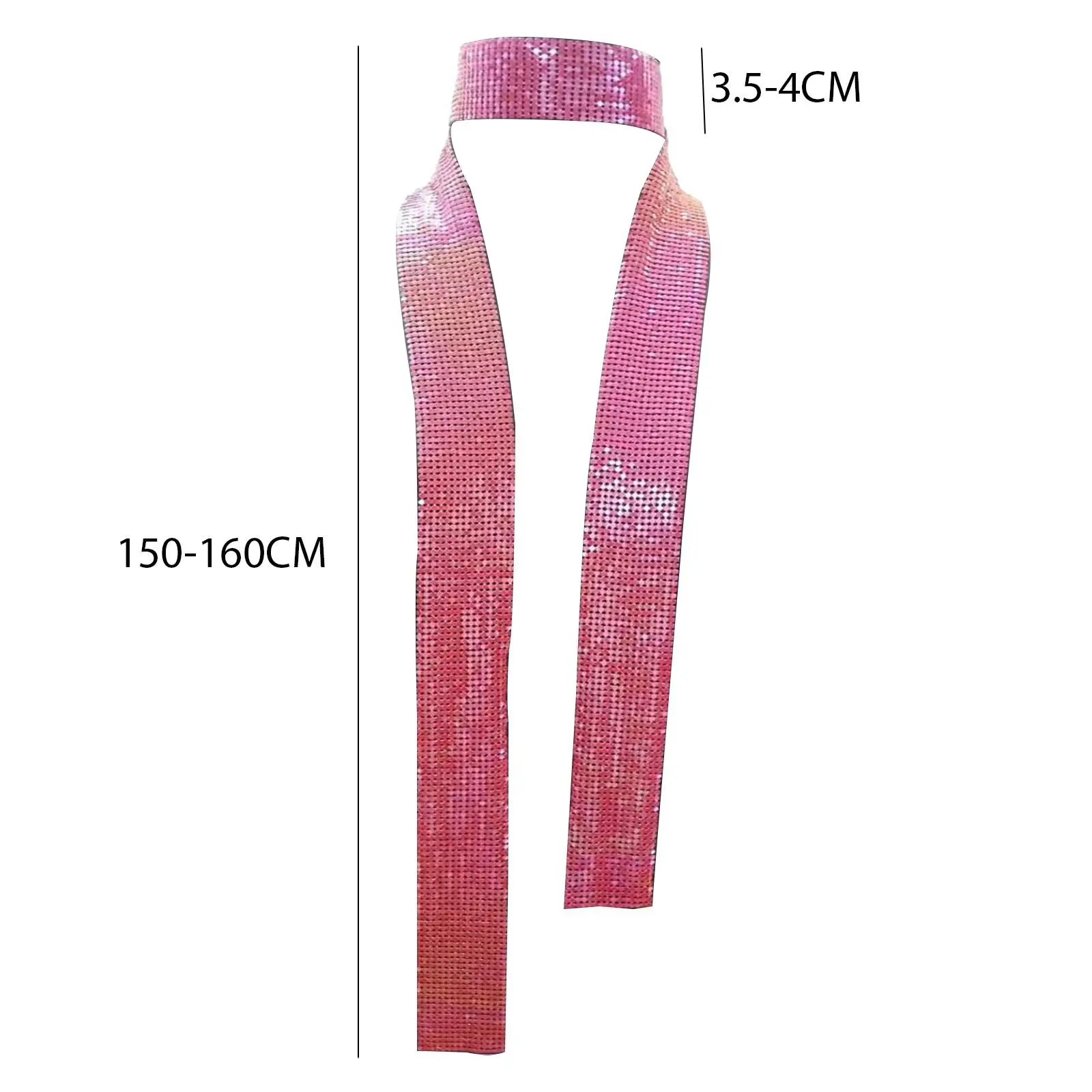 Glitter Metal Sequins Scarf for Women Fashion Neck Tie Chain Shawls Punk Skinny Tie for Wedding Party Nightclub