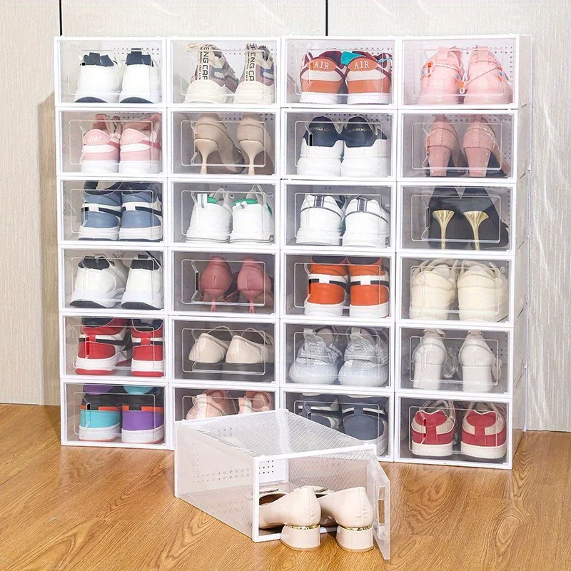 

6 шт. пластиковая пыле- и влагостойкая полка для обуви, шкаф для хранения артефактов, бытовая простая прозрачная коробка для обуви