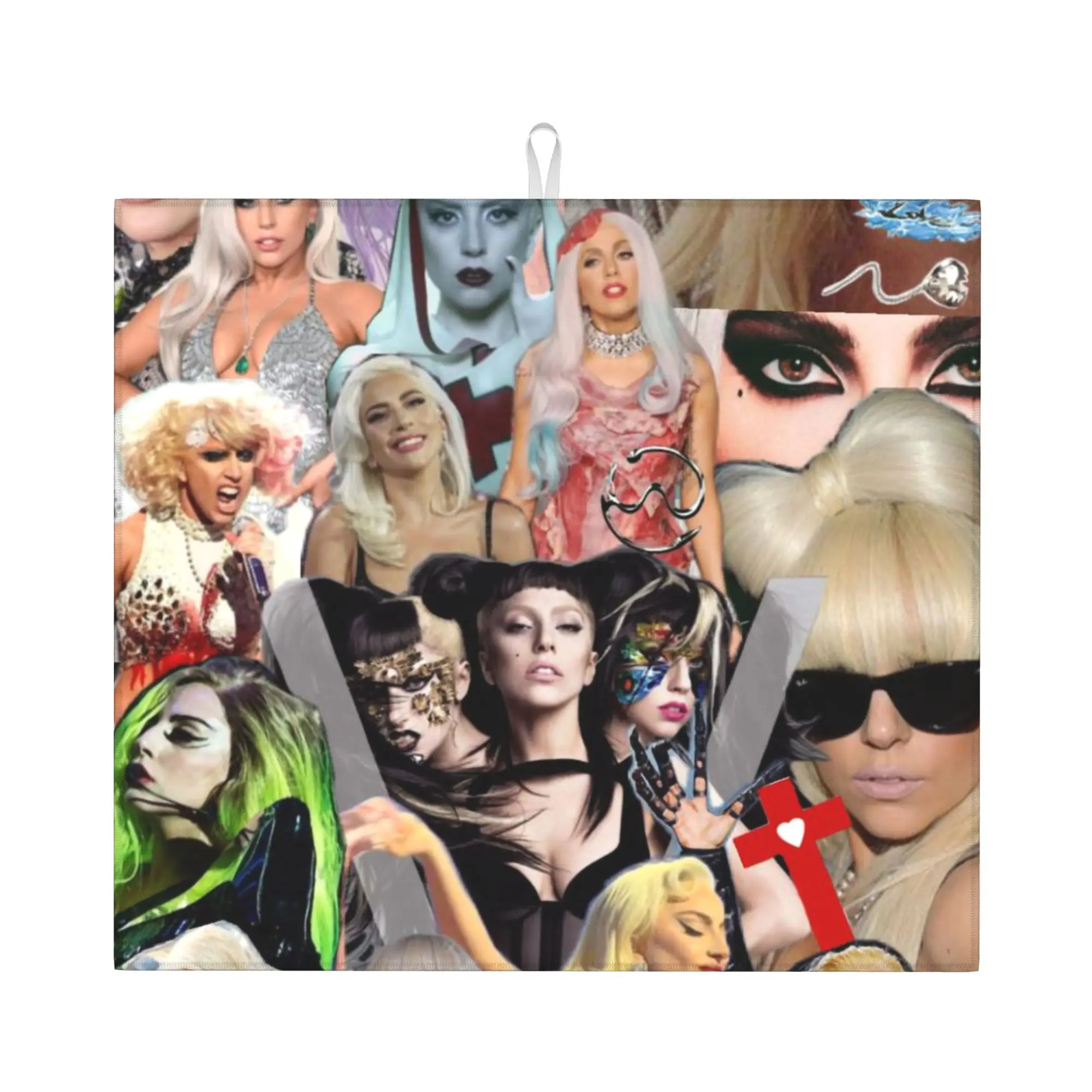 Drying Mat For Kitchen Lady Gaga Mayhem Music Singer Barware Tableware Oil Proof Reusable  Washable Kitchen Sink Drying Pad