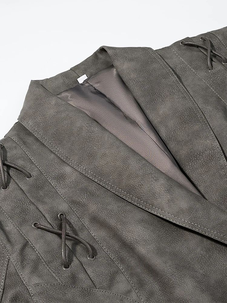 سترة نسائية عصرية جديدة على الطراز الأوروبي، متعددة الاستخدامات وأنيقة، تتميز بألوان ثابتة وتصميم عتيق وحزام مطابق. #3