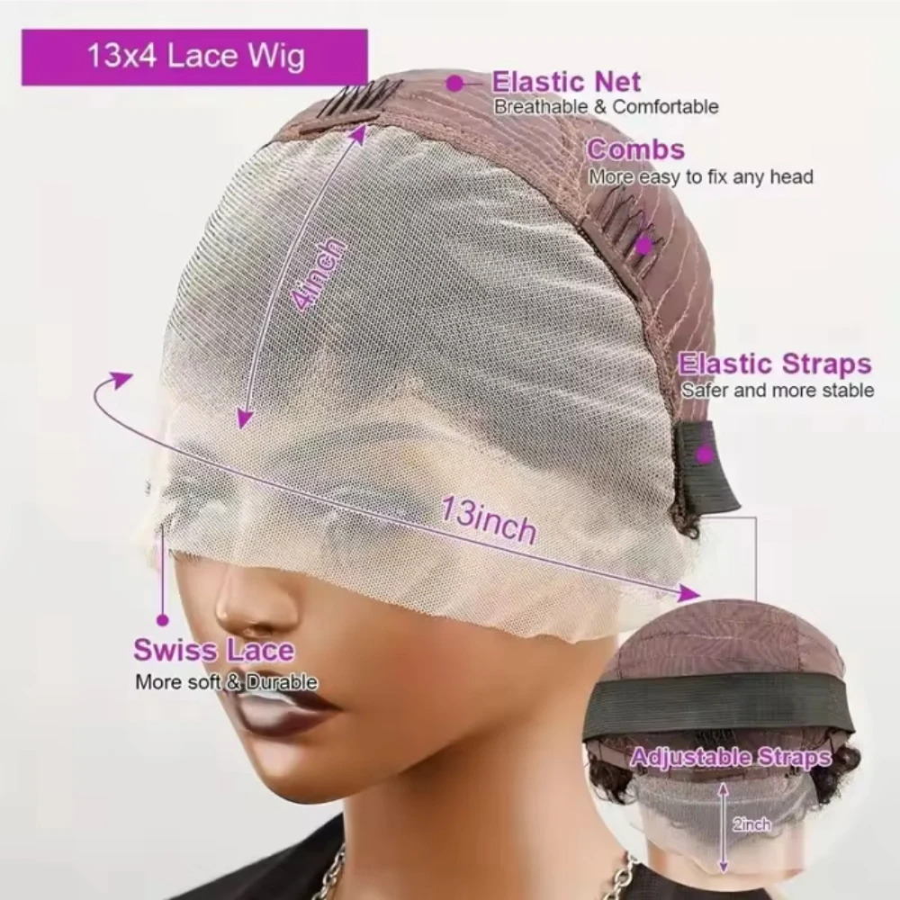 200% Density Lace Front Straight Wig Pixie Cut Wig 13X4 Full Lace Wig Bob Wig Human Hair Wigs For Women Pre Plucked BPHW Hair - Image 6