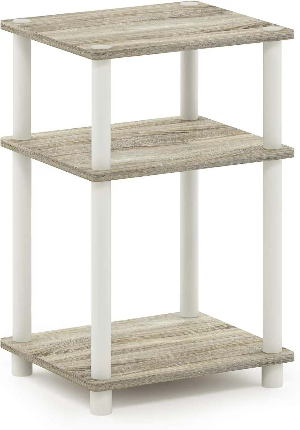 Just 3-Tier Turn-N-Tube End Table / Side Table / Night Stand / Bedside Table, 1-Pack, Sonoma Oak/White