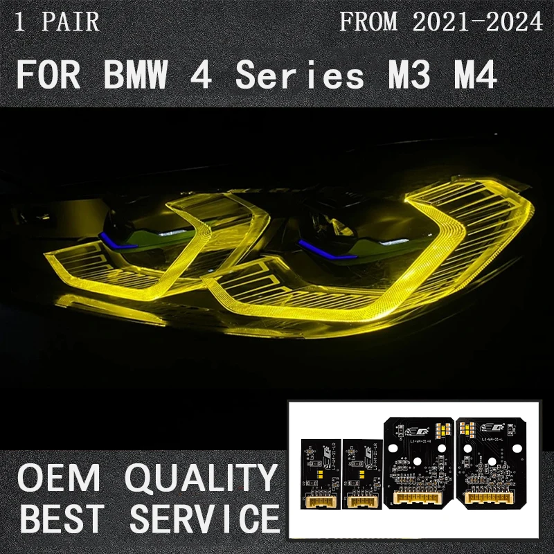 RGBW for BMW G80 M3 G82 M4 G8X 4 series DRL RGBW multicolor LED boards G22 G23 G26 daytime running lights Yellow Laser