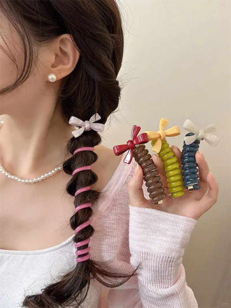 Spring and Summer Cute Bow, Bubble Braid, Braided Hair Tool, Head Rope, Women\'s 2024 New High end Feel Telephone Wire Hair Loop