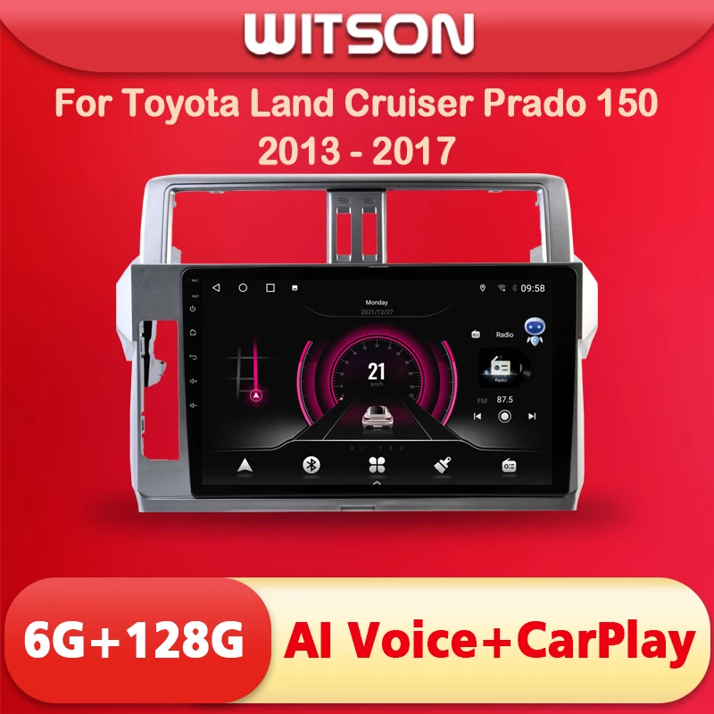 

WITSON 9 inch Android 11 AI VOICE 1 Din in Dash Car radio For Toyota Land Cruiser Prado 150 2013 2014 2015 2016 2017 Player