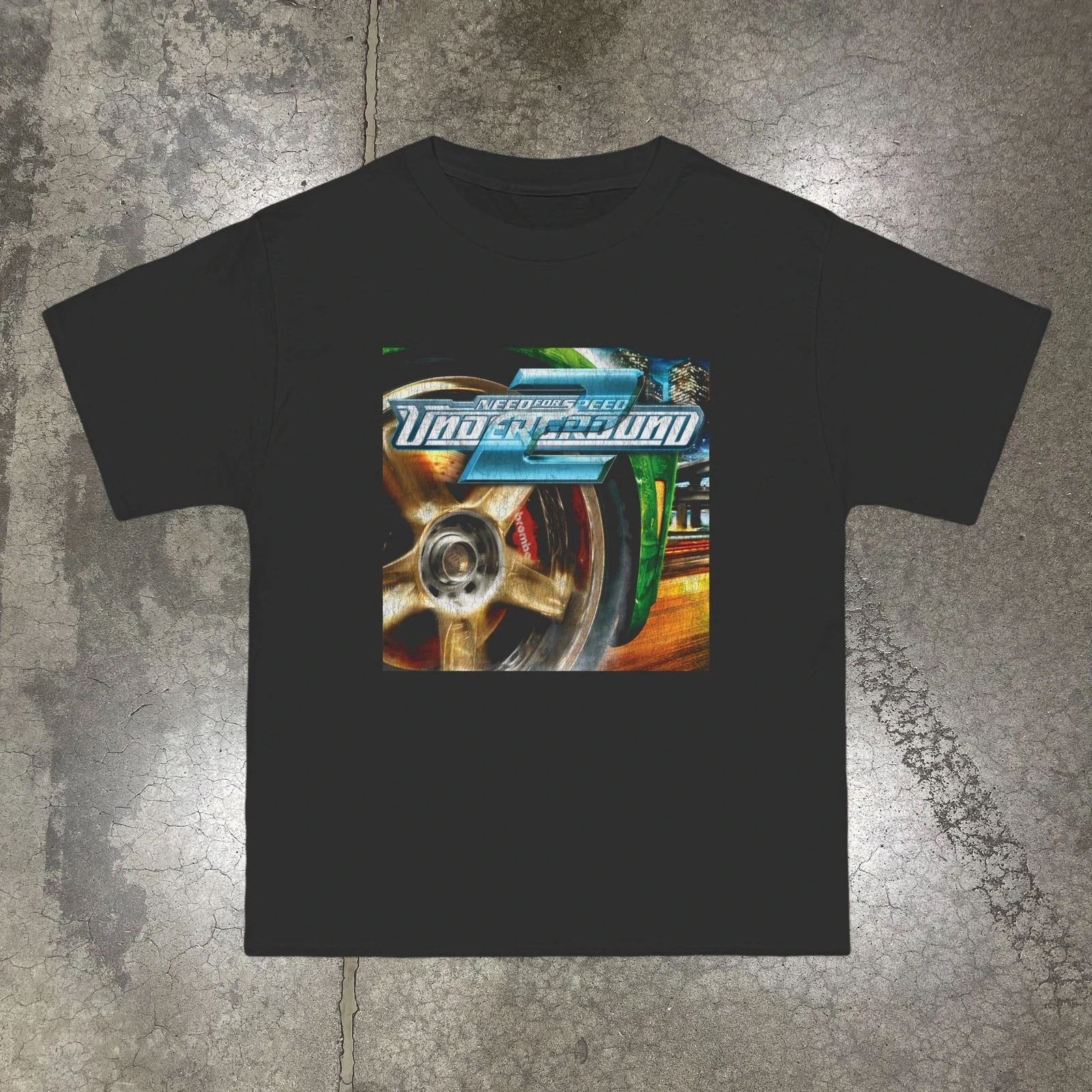 NEED FOR SPEED: UNDERGROUND 2 (2004) VINTAGE REPRINT Schwarzes T-Shirt Kurzarm Herren T-Shirts für den Sommer Unisex Ganzjährig – Detail 8