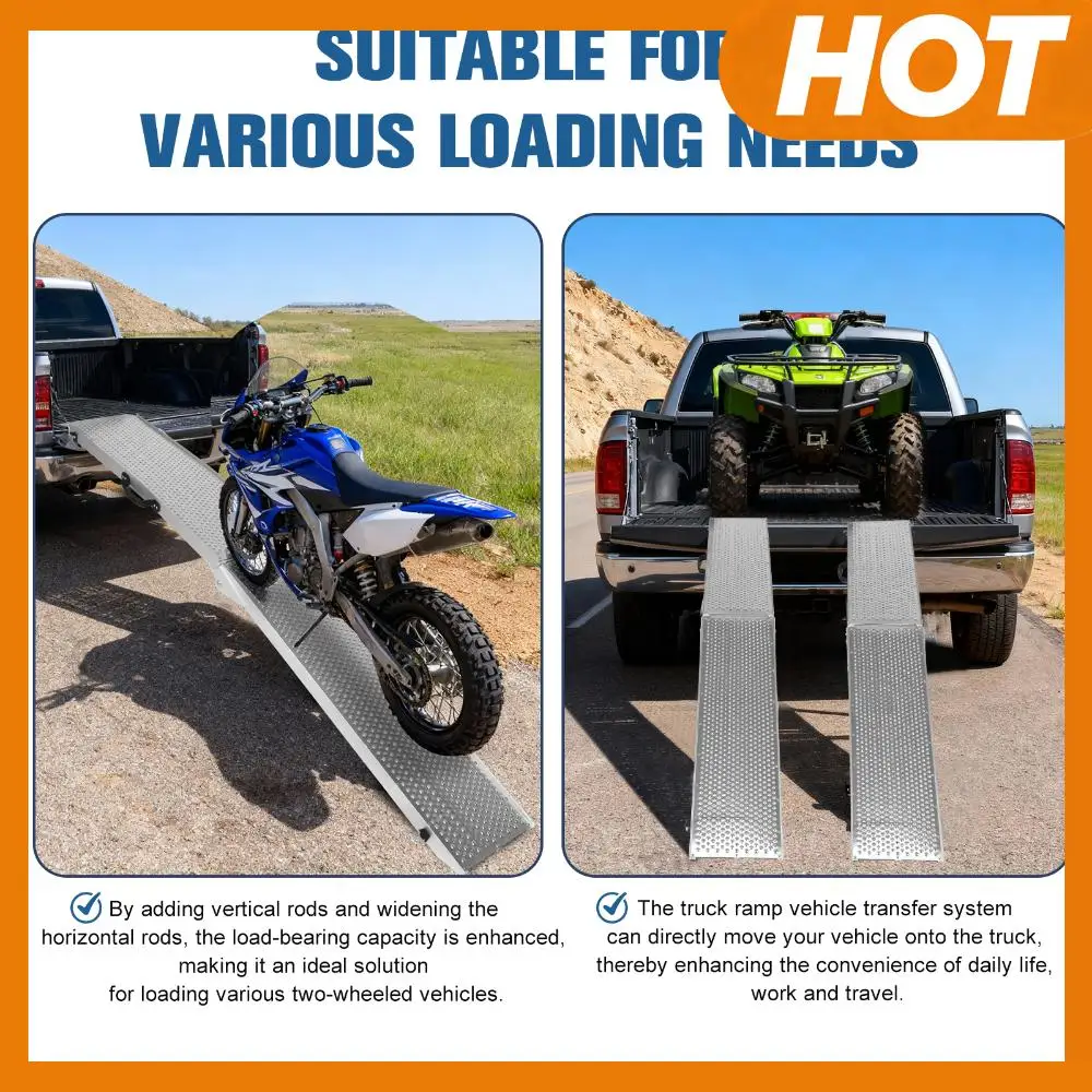 

2Pcs 85inch Aluminum Folding Loading Ramps with Handle Metal Ramps Ladder for Motorcycles Lawn Mowers UTVs and More