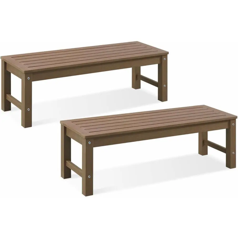 

Садовая скамья из полимерной древесины для двоих, всепогодная мебель для парка, веранды и церкви (коричневая)