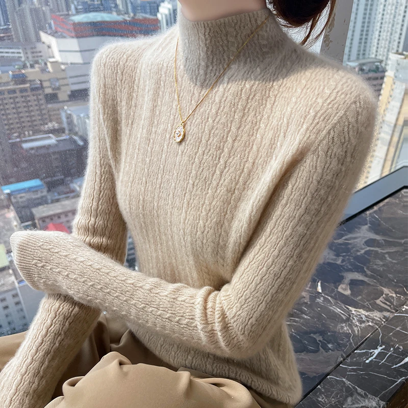 

Женские пуловеры, свитера из 100% чистого кашемира, зимняя водолазка, трикотаж, однотонная мягкая теплая одежда, женский базовый джемпер