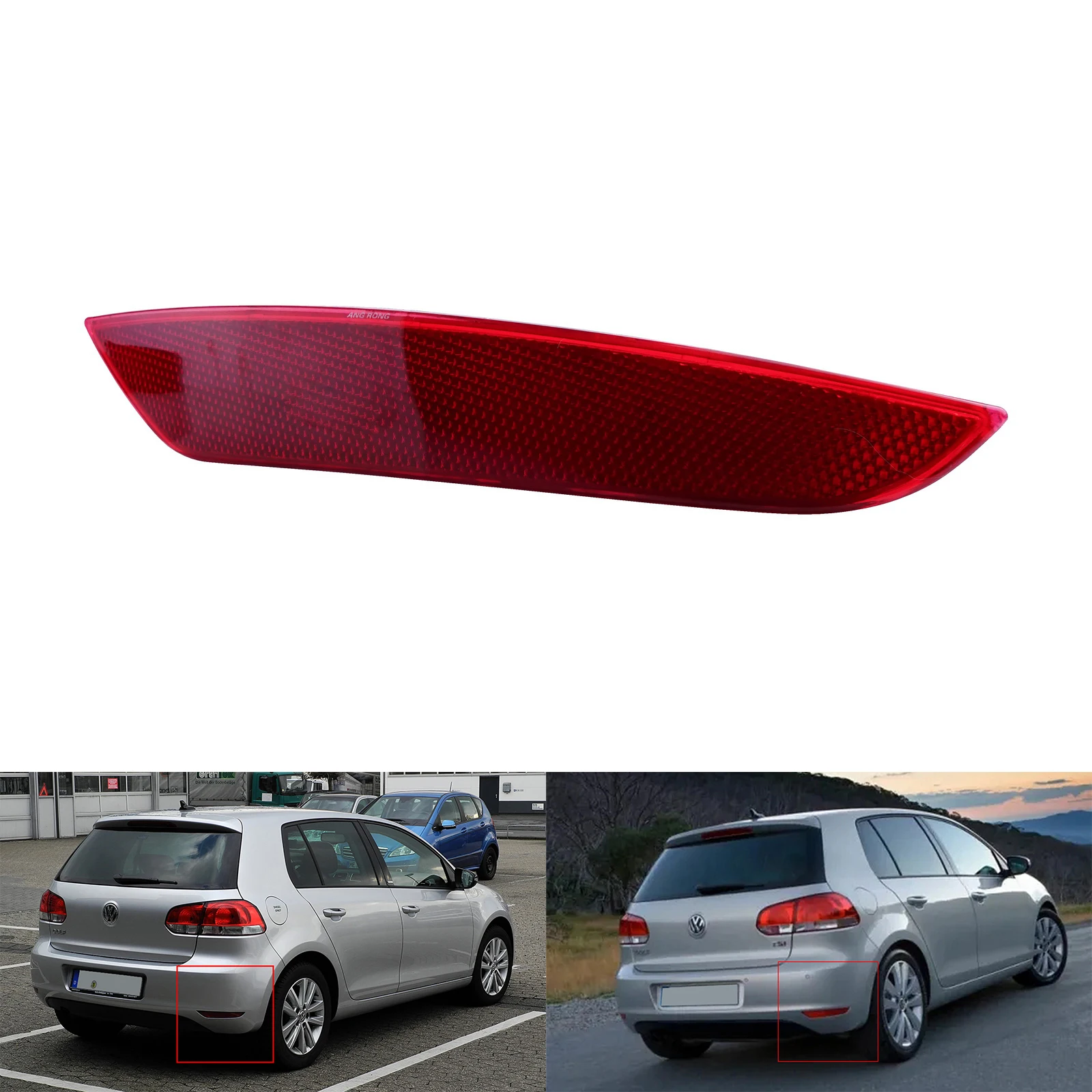 Right Side No Bulb Rear Bumper Reflector Red For VW Golf MK6 2009-2013 Hatchback