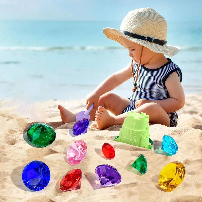 

24PCS Pirate Treasure Acrylic Diamond Gems 30MM Pool Diving Toys Halloween Party Favors For Kids Goodie Bag Fillers Gifts