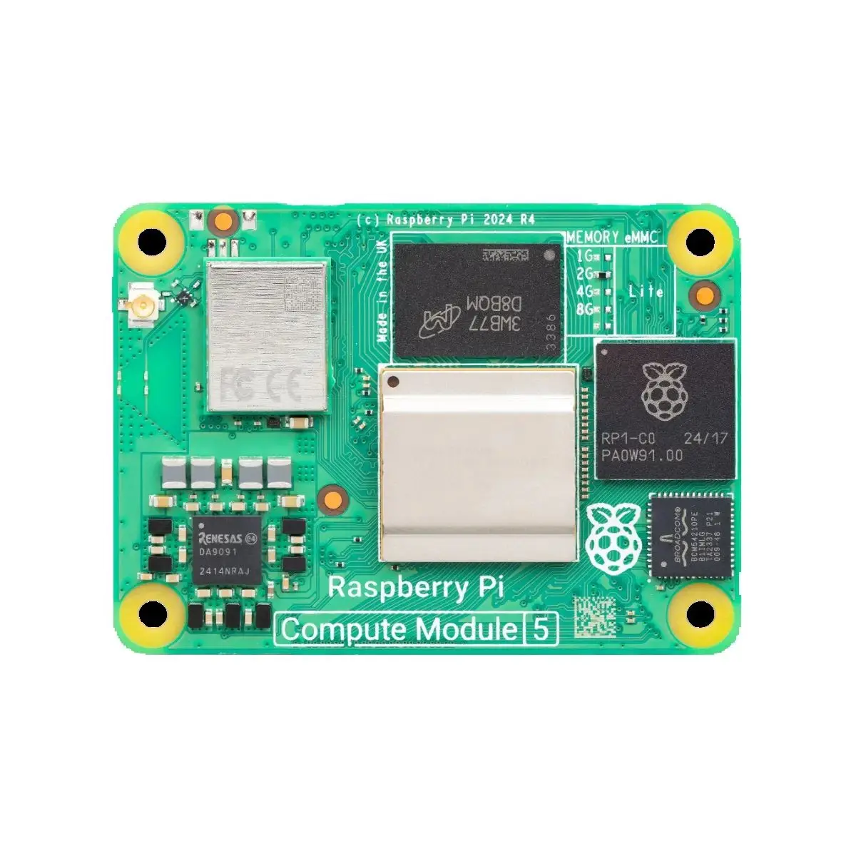 

Raspberry Pi Compute Module CM5002000 2GB LPDDR4 RAM BCM2712 Quad-core 64-bit Arm Cortex-A76 Dual 4Kp60 HDMI Output USB 3.0